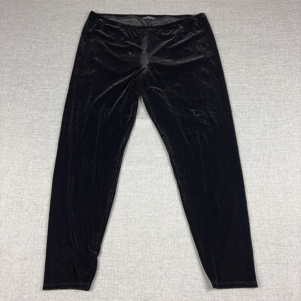 Eileen Fisher Velour Leggings Womens XL Black Ankle Stretch Velvet